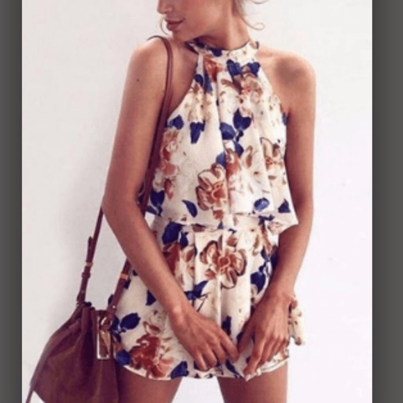 Floral Sexy Two piece Romper - Picture 1 of 7